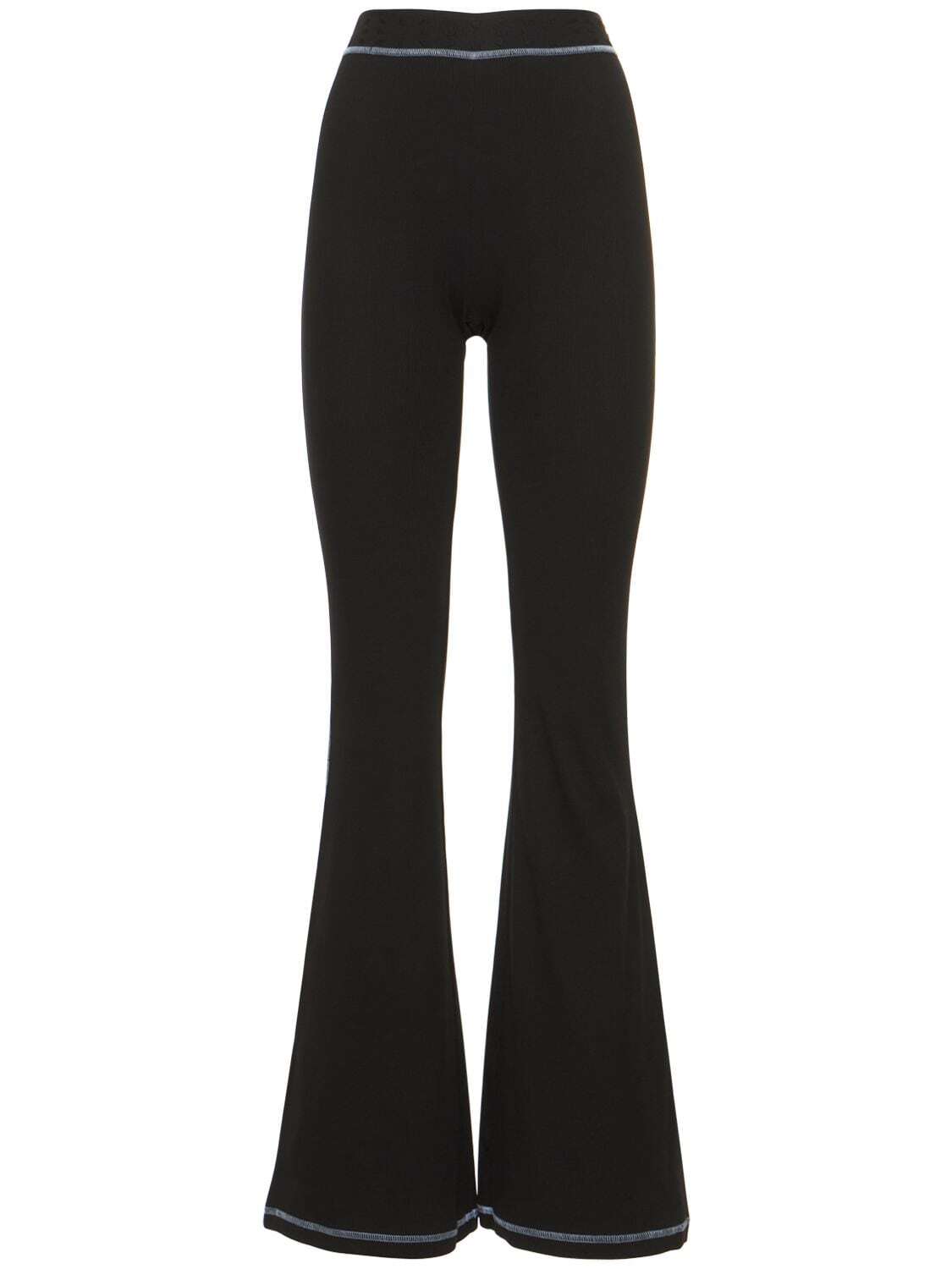 MCQ Ic0 Stretch Cotton Jersey Flare Leggings in black