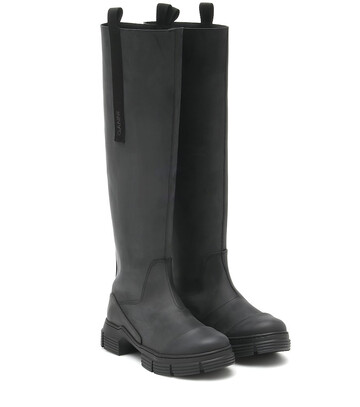 Ganni Rubber knee-high boots in black