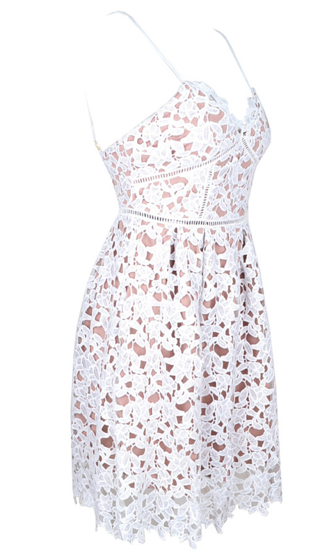 White Lace dress with nude underlining on Storenvy