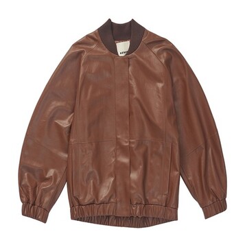Aeron Bloom Leather Bomber in chocolate