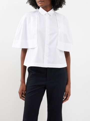 noir kei ninomiya - cape-detail cotton-poplin shirt - womens - white