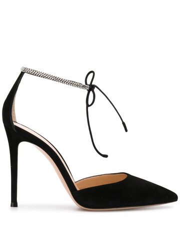 gianvito rossi crystal-embellished strap pumps in black