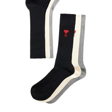 ami paris ami de coeur socks in black / grey / white