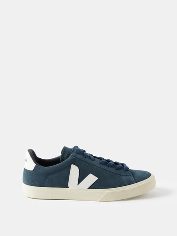 veja - campo suede trainers - mens - navy white