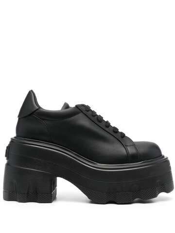 casadei 110mm high-heel leather sneakers - black