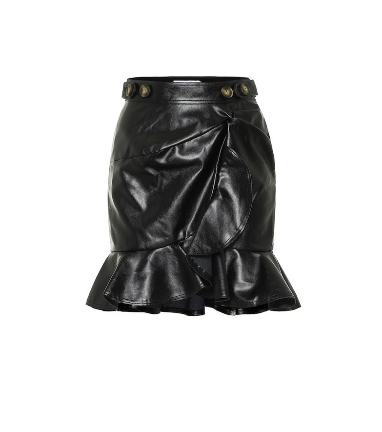 Self-Portrait Faux-leather miniskirt in black