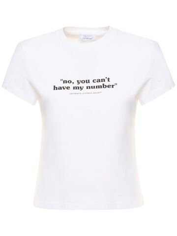 off-white quote number cotton t-shirt in white