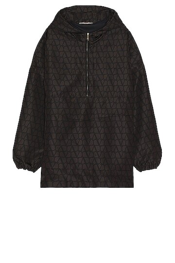 valentino caban jacket in charcoal in black