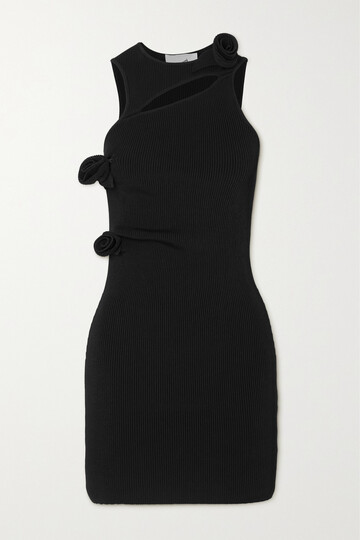 coperni - cutout embellished ribbed-jersey mini dress - black