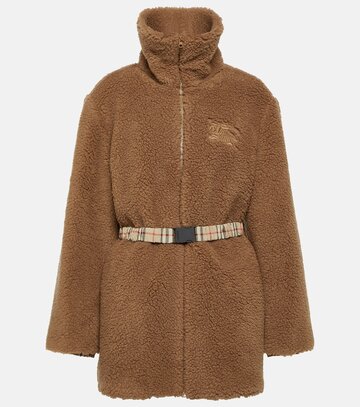 burberry embroidered wool-blend coat in brown