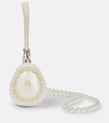 simone rocha micro egg pearl-embellished clutch in white