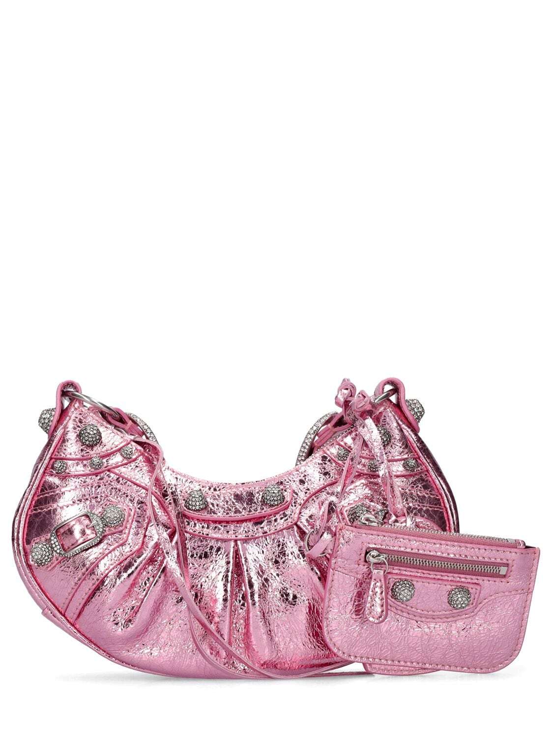 BALENCIAGA Xs Le Cagole Leather Shoulder Bag in pink