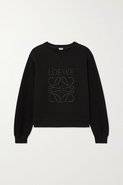Loewe - Embroidered Cotton-blend Jersey Sweatshirt - Black