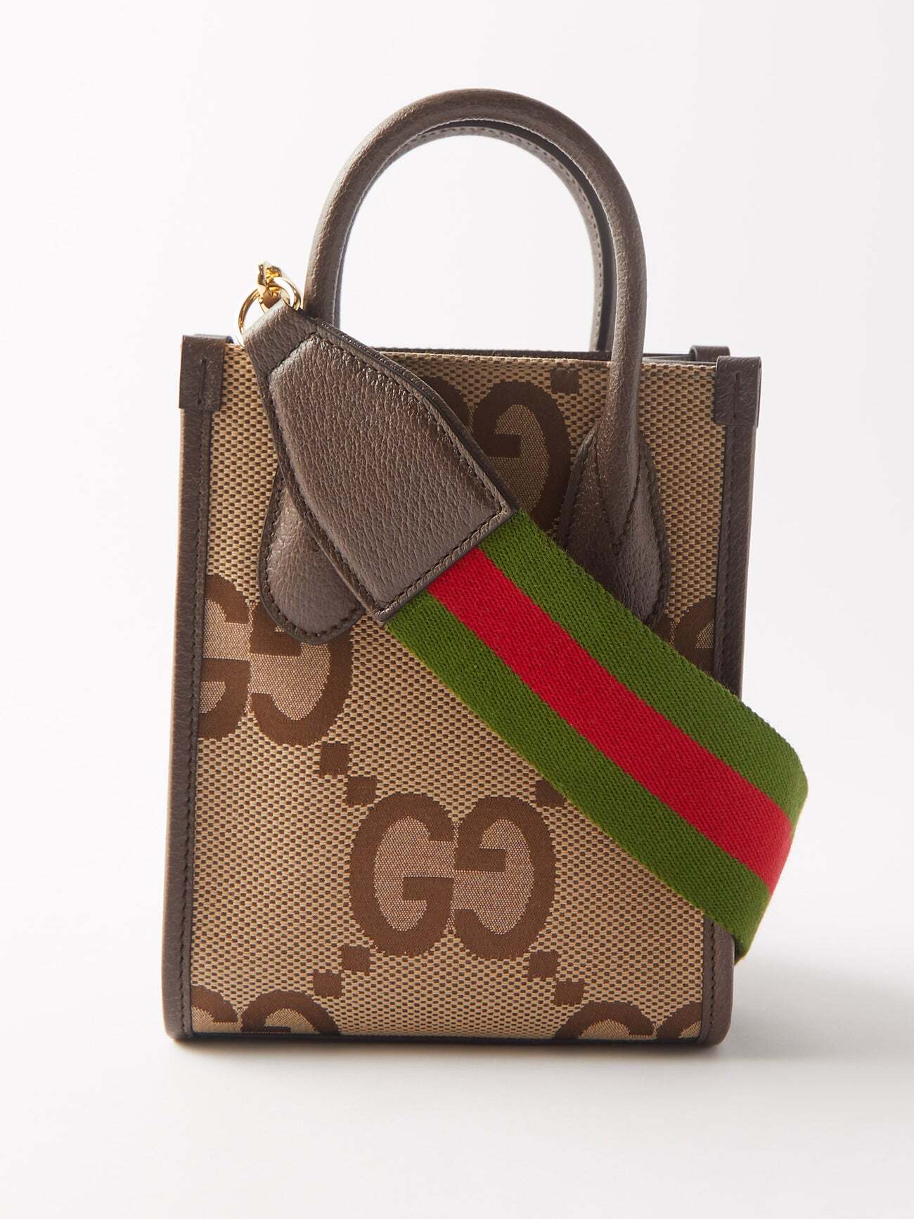 Gucci - Jumbo Gg Mini Canvas And Leather Tote Bag - Womens - Brown Beige
