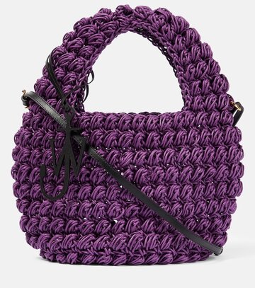 jw anderson popcorn basket knitted crossbody bag in purple