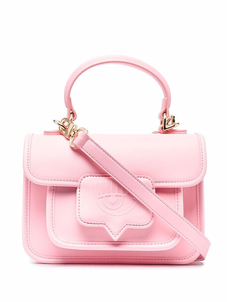 Chiara Ferragni embossed-logo leather satchel - Pink
