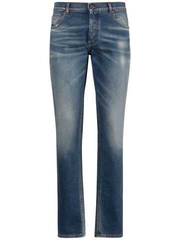 balmain slim stretch cotton denim jeans in blue
