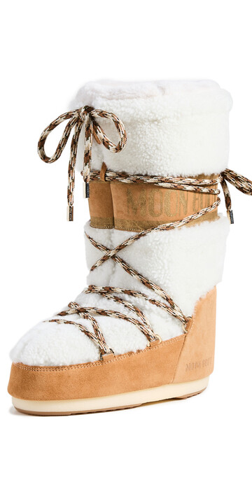 Moon Boots Shearling Boots in white