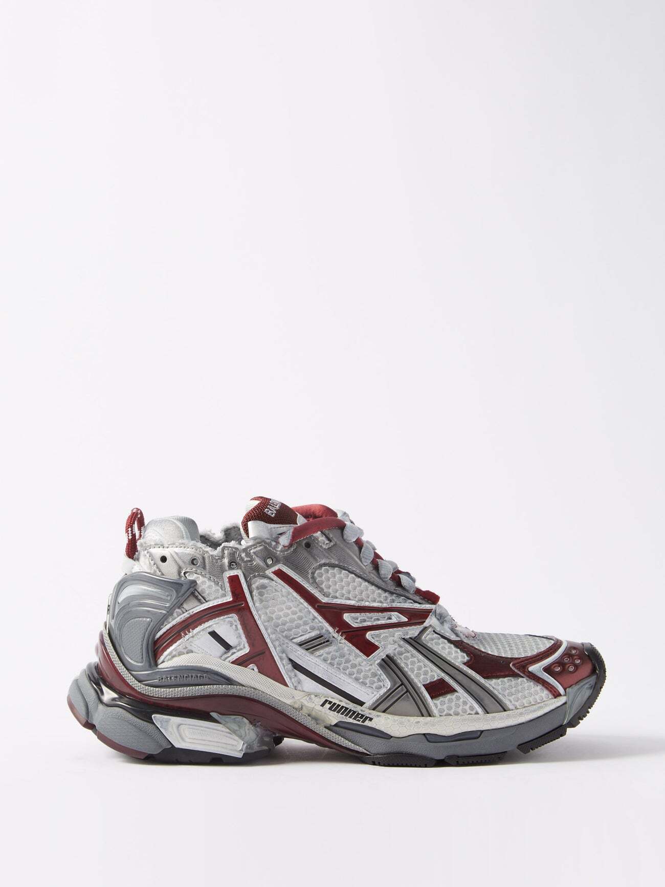 Balenciaga - Runner Mesh And Faux Leather Trainers - Womens - Burgundy