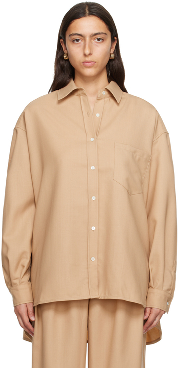 the frankie shop tan georgia shirt in camel