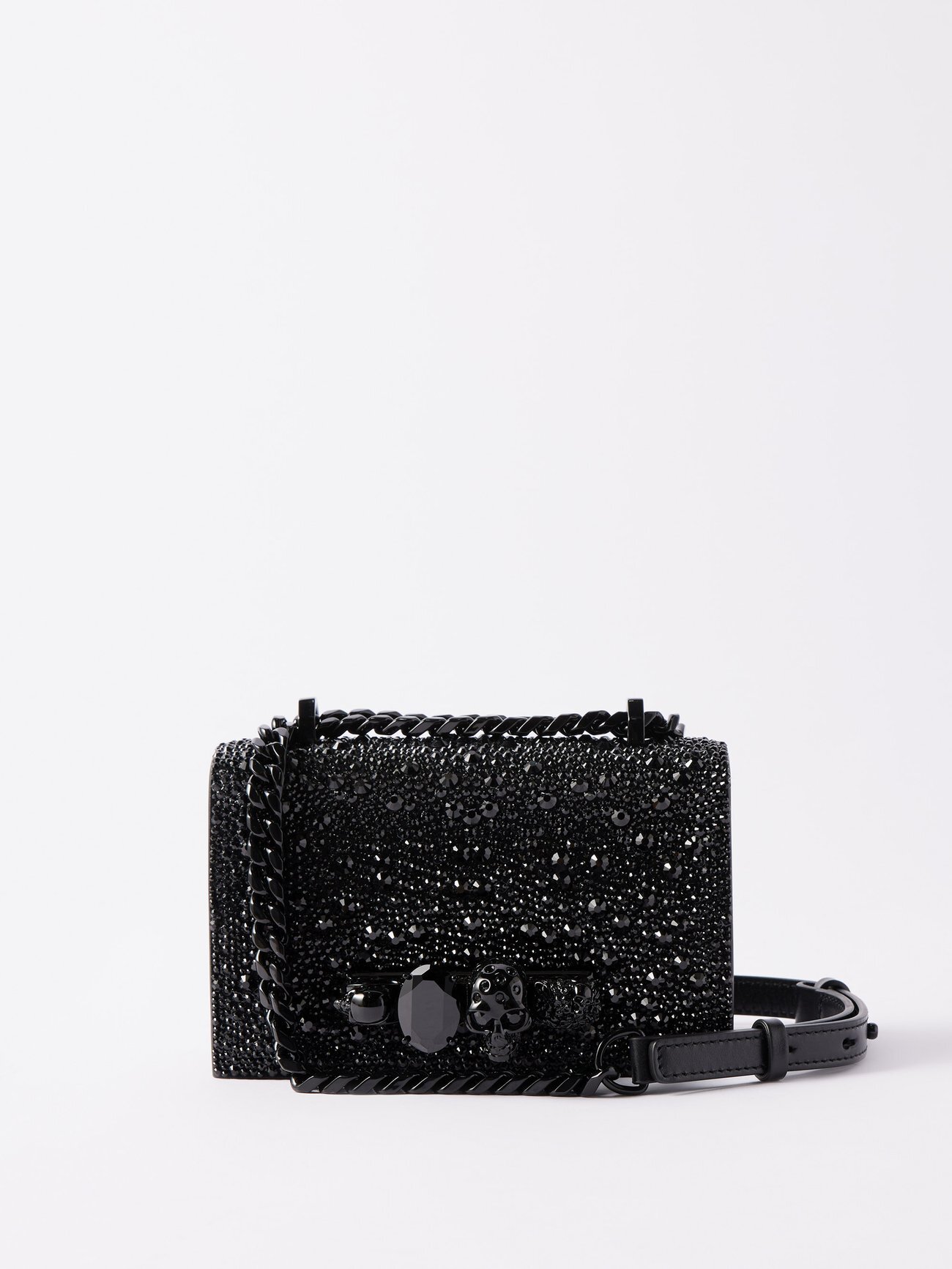 Alexander Mcqueen - Knuckle Crystal-embellished Leather Cross-body Bag - Womens - Black