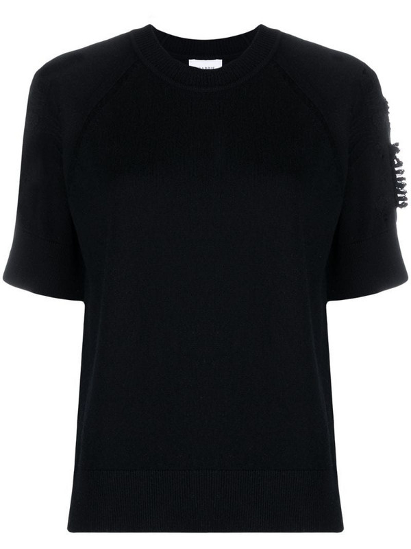 Barrie short-sleeved cashmere top in black