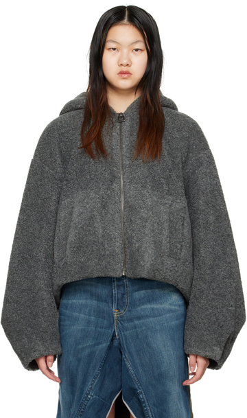 Wooyoungmi Gray Zip-Up Jacket in grey