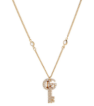 gucci double g crystal necklace in metallic