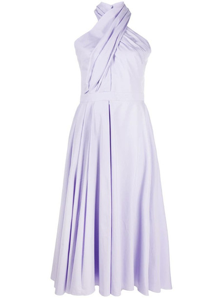 Alexander McQueen crossover neck midi dress in purple
