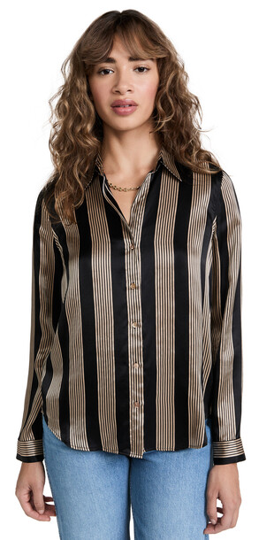 L'AGENCE Tyler Blouse in black / chambray
