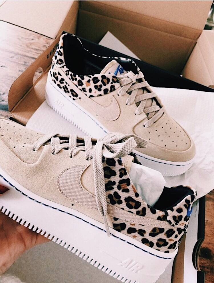 shoes, nike, leopard print, tan with 