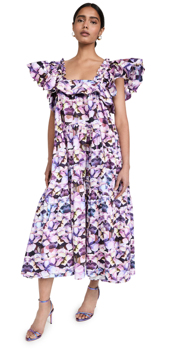 Kika Vargas Cicely Dress in purple / print