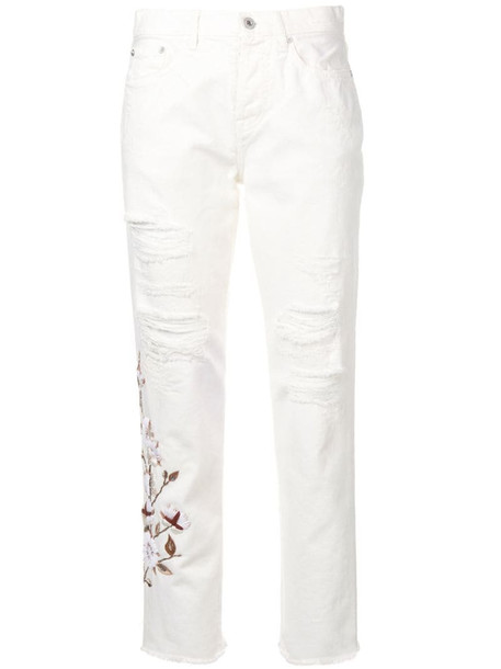 Off-White distressed flowers jeans in white
