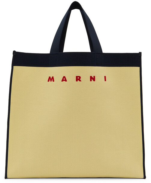 Marni Beige & Navy Large Shopping Tote