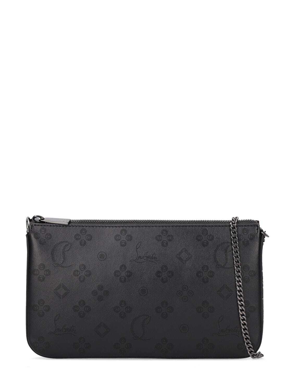 CHRISTIAN LOUBOUTIN Loubila Perforated Leather Shoulder Bag in black