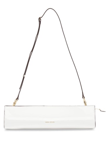 MANU ATELIER Pencil Box Patent Leather Shoulder Bag in white