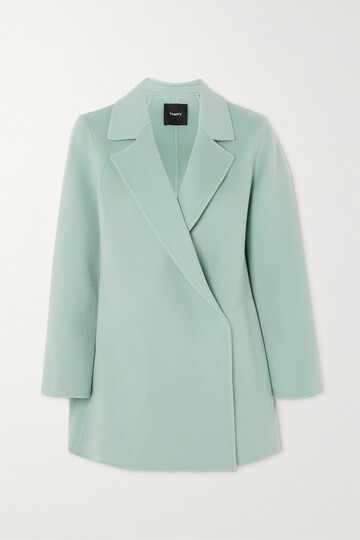 theory - clairene wool and cashmere-blend coat - green