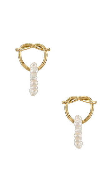 8 other reasons mini pearl knotted earring in metallic gold