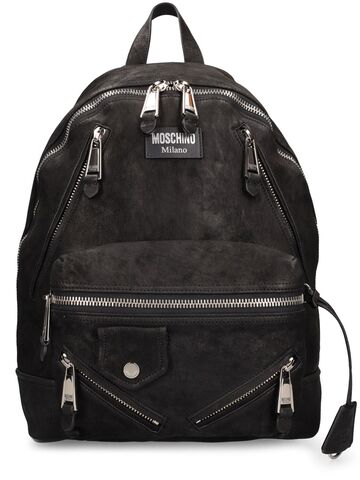 moschino soft nappa leather backpack in black