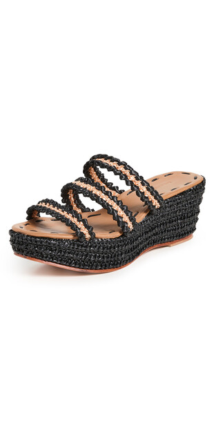 Carrie Forbes Said Wedge Sandals in black / gold