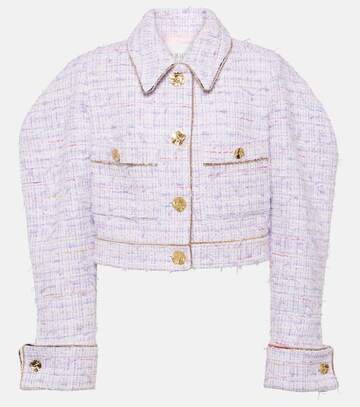 nina ricci cropped cotton-blend tweed jacket in purple