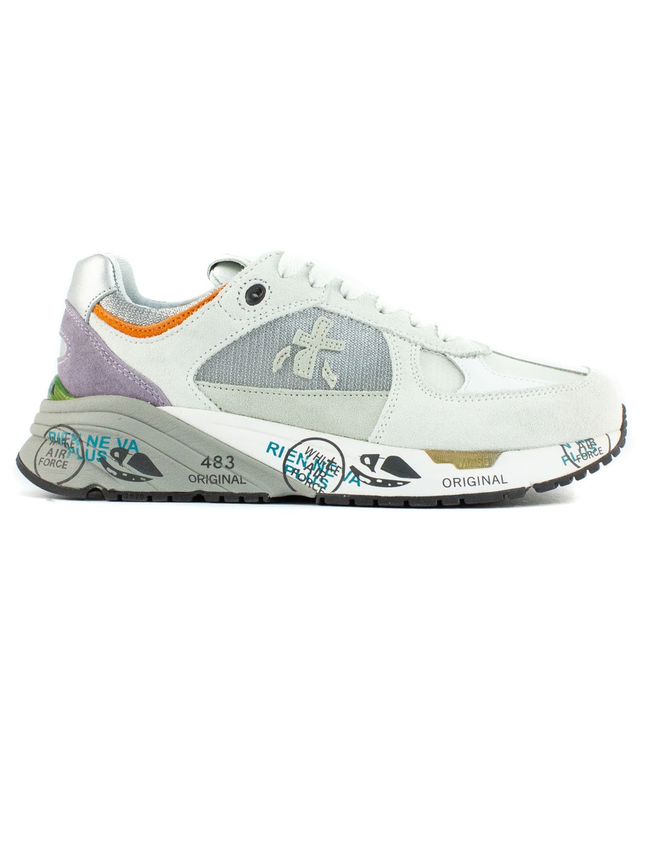 Premiata Pink And White Mase Sneakers in bianco
