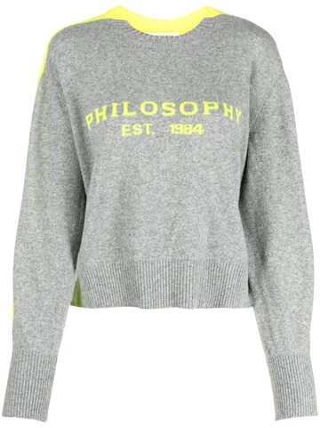 philosophy di lorenzo serafini logo-jacquard color-block jumper - grey