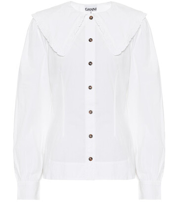 Ganni Cotton poplin shirt in white
