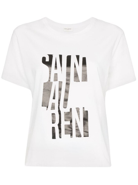 Saint Laurent logo-print T-shirt in white