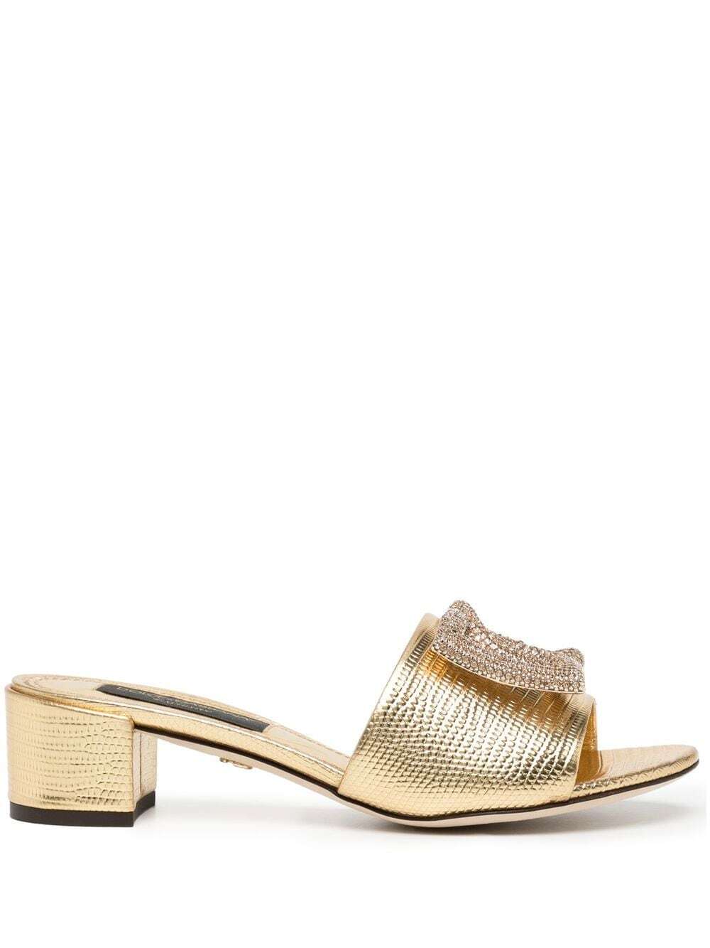 Dolce & Gabbana logo-plaque open-toe sandals - Gold