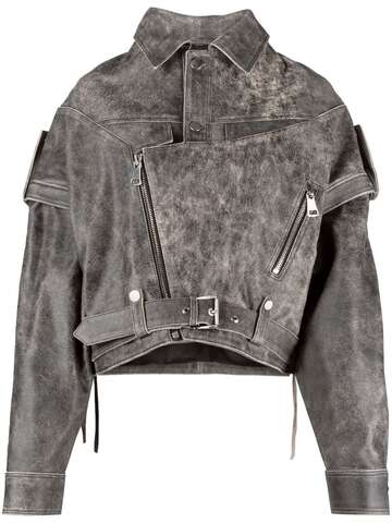 manokhi detachable-sleeves biker jacket - grey