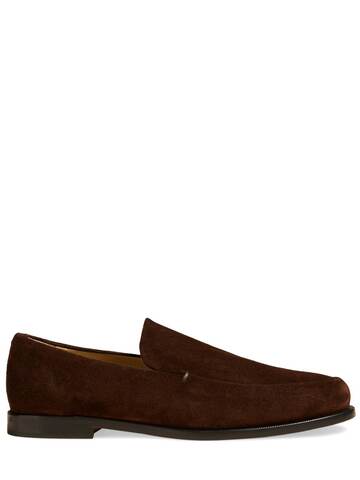 khaite 20mm alessio suede loafers in brown