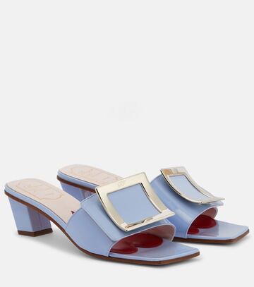 roger vivier love 45 patent leather mules in blue