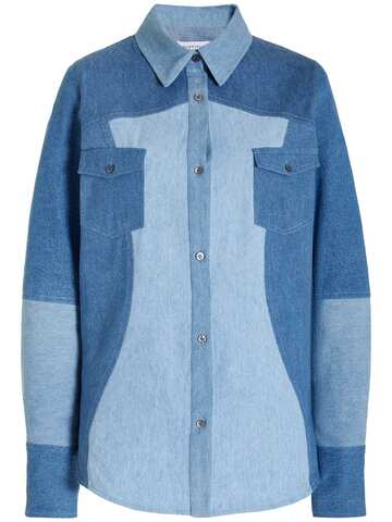gabriela hearst elly patchwork cotton denim shirt in blue